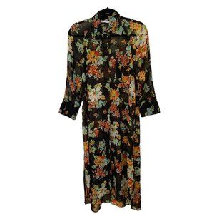 ZARA sheer floral print collared maxi dress XS*